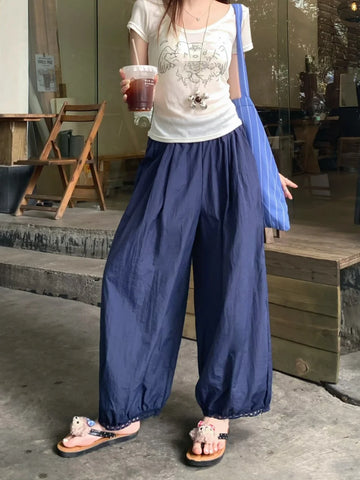 MQTIME  -  M-XL Women Hollow Out Bloomers Pants Summer Gentle Casual 2025 Camping Daily Streetwear Fashion New Lace Chic